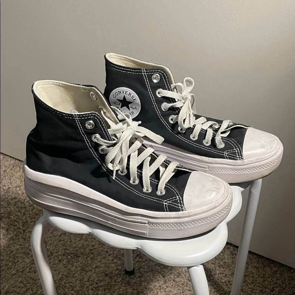 Converse Classic Black and White High-Tops platforms